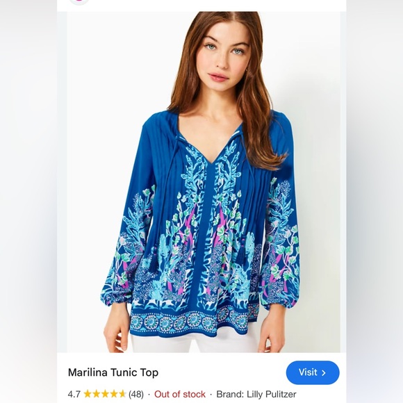NWOT…Marilina Tunic. Lilly Pulitzer Blue flowy top. - Picture 4 of 4